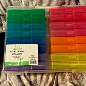 Photo and craft keeper with 16 small cases for sorting